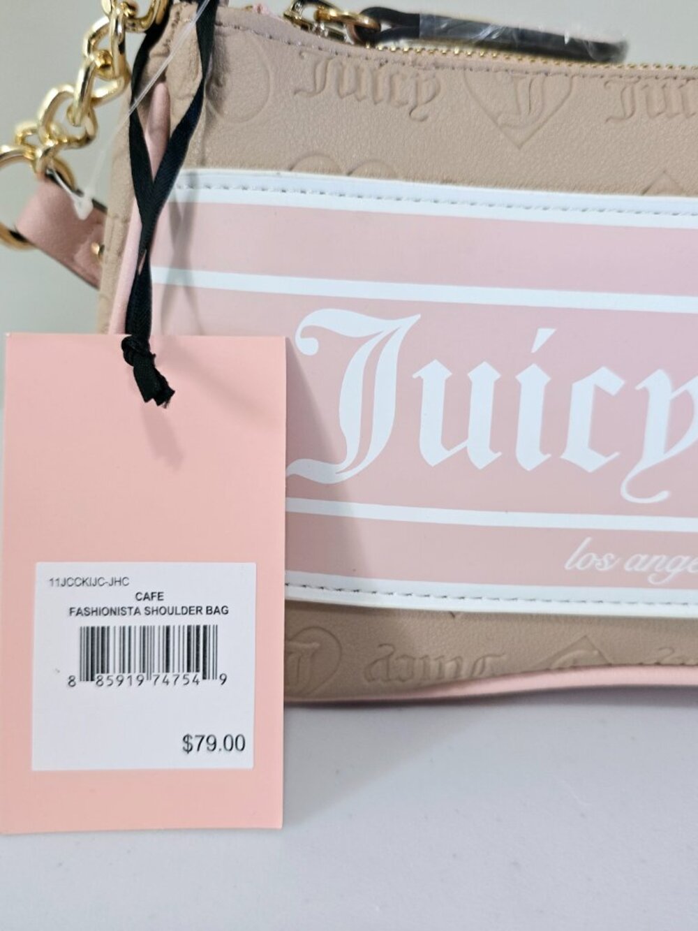 Juicy Couture Baguette Shoulder Bag Pink Monogram NWT - Picture 4 of 6